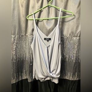 Women’s sexy grey cropped blouse size large